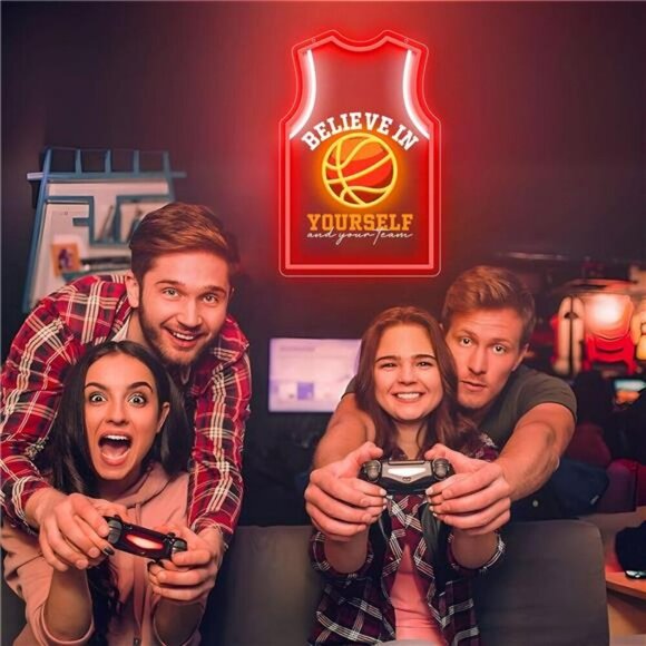 Basketball Jersey Neon Sign Wall Decor LED Light for Bedroom Game Room Bar - Picture 4 of 7